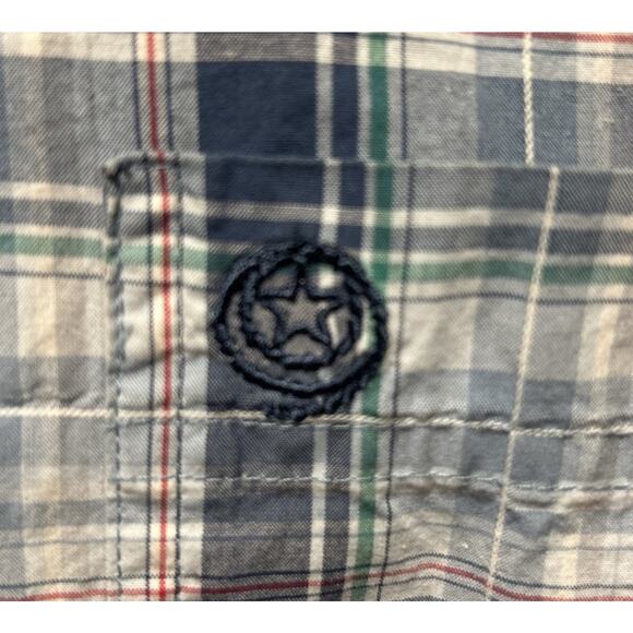 Wrangler George Strait Plaid Shirt Long Sleeve Cowboy Cut Collection L Blue Rode - Picture 2 of 5